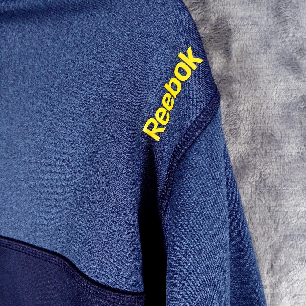 Reebok Sweater‎ Mens Large Blue Quarter Zip PlayWarm Pullover Athletic Top - Picture 6 of 11